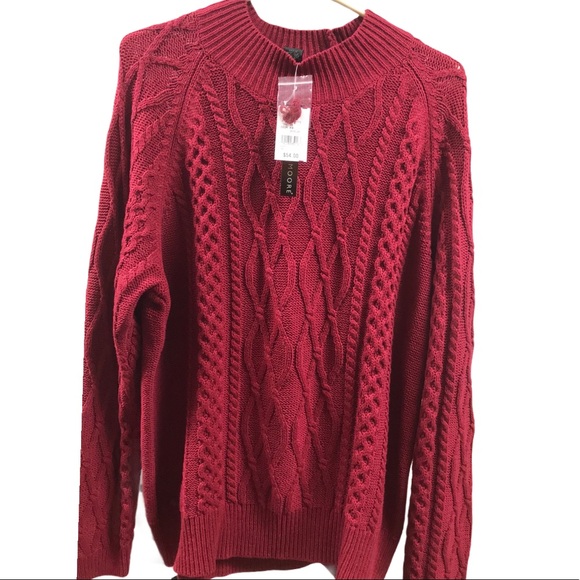 Presswick & Moore Sweaters - 👩‍🦰🆕 2X Red Cable Knit Mock-neck Sweater